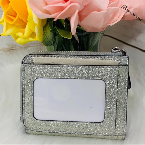 boxed small l-zip silver wallet glitter joeley - Picture 3 of 8